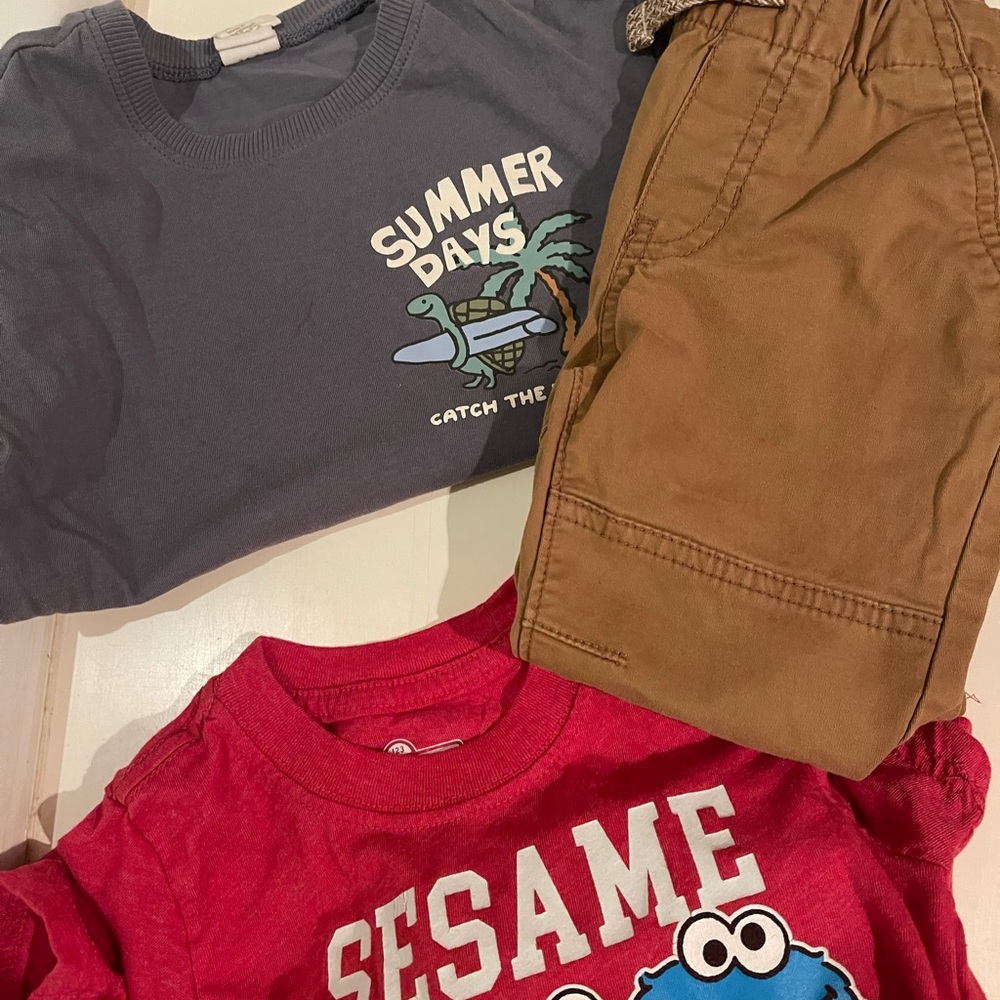 Sesame Street Red T-Shirt and Brown Shorts Set
